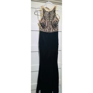 Soieblu Victorian Maxi Dress Black Cream Lace Lined Sleeveless Small RN#117118